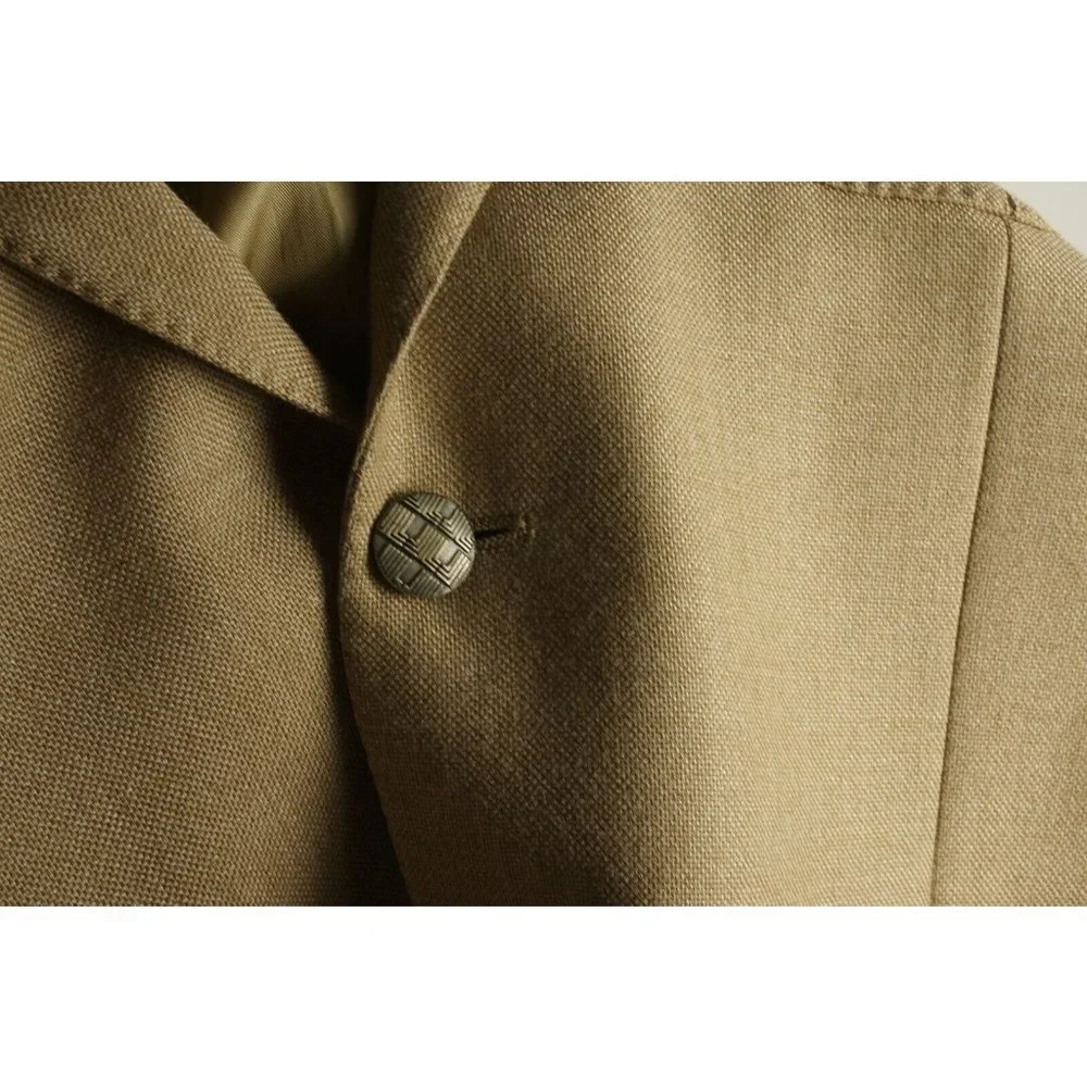 Lanvin Men's 40R Light Brown Woven Wool‎ Notch Lapel Two Metal Button Sport Coat